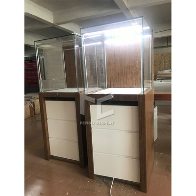 500*500mm Glass Jewelry Pedestal T5 LED Lockable Jewelry Vitrine Display