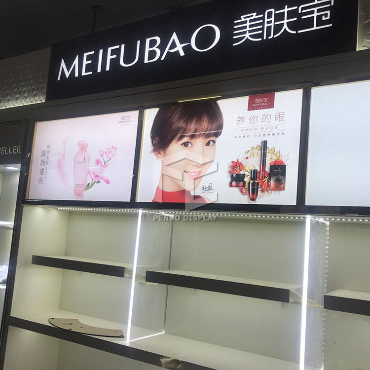 T4 LED Lighting Cosmetic Store Display Cabinet 5mm Thick MDF