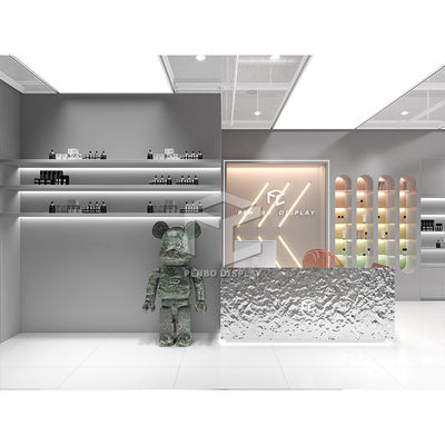 La exhibición de Skincare de la suposición deja de lado los muebles de las tiendas del maquillaje del nombre con la luz llevada