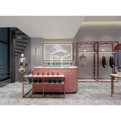 Exhibición modificada para requisitos particulares de la cabina de la ropa de la tienda de la ropa del color oro que cabe