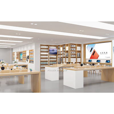 Los accesorios del teléfono móvil del estante de exhibición del teléfono móvil del MDF del OEM hacen compras diseño